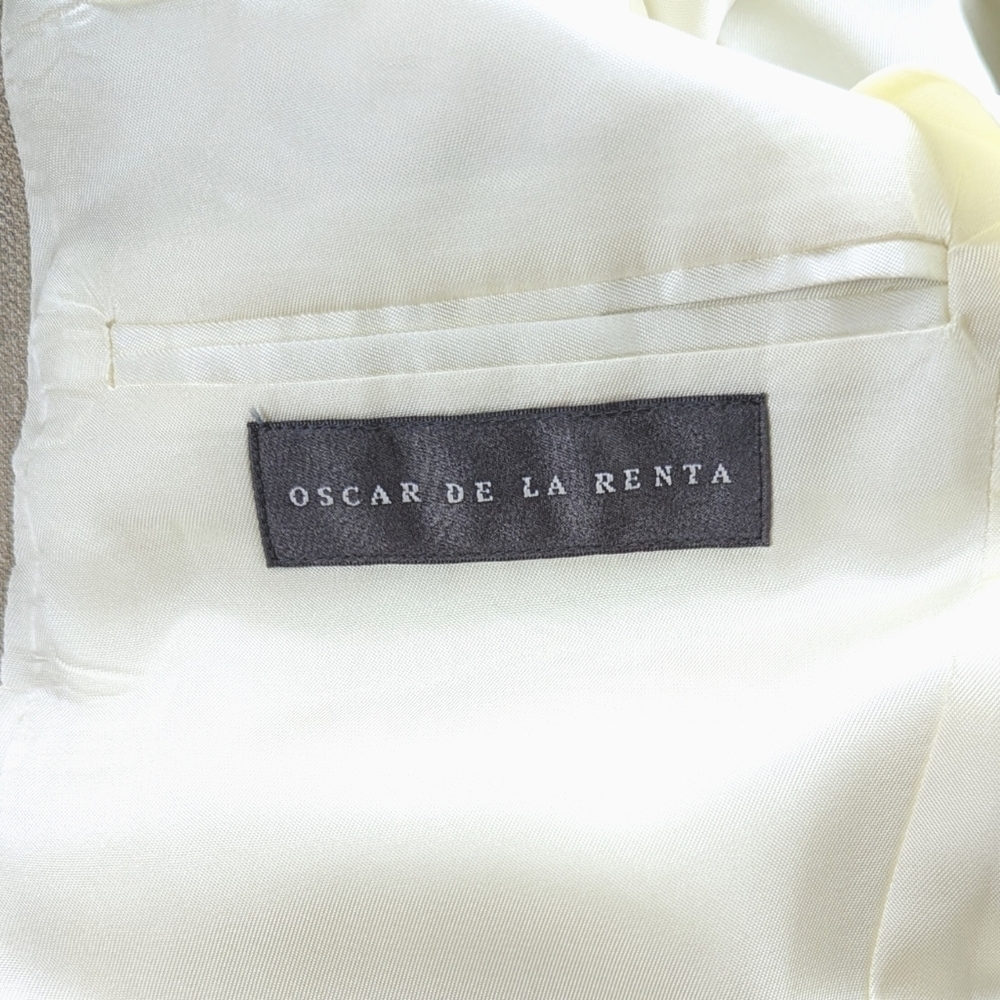 Oscar de la Renta Tailored Fit Wool Blazer in Sand Dune Size 10 / 12 - Picture 8 of 15